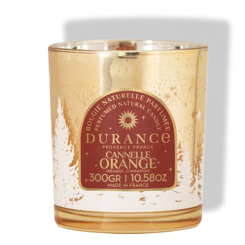 Vela Durance Canela Naranja 300 g con Mecha de Madera Aroma Especiado y Cálido con Toques de Clavo y Naranja